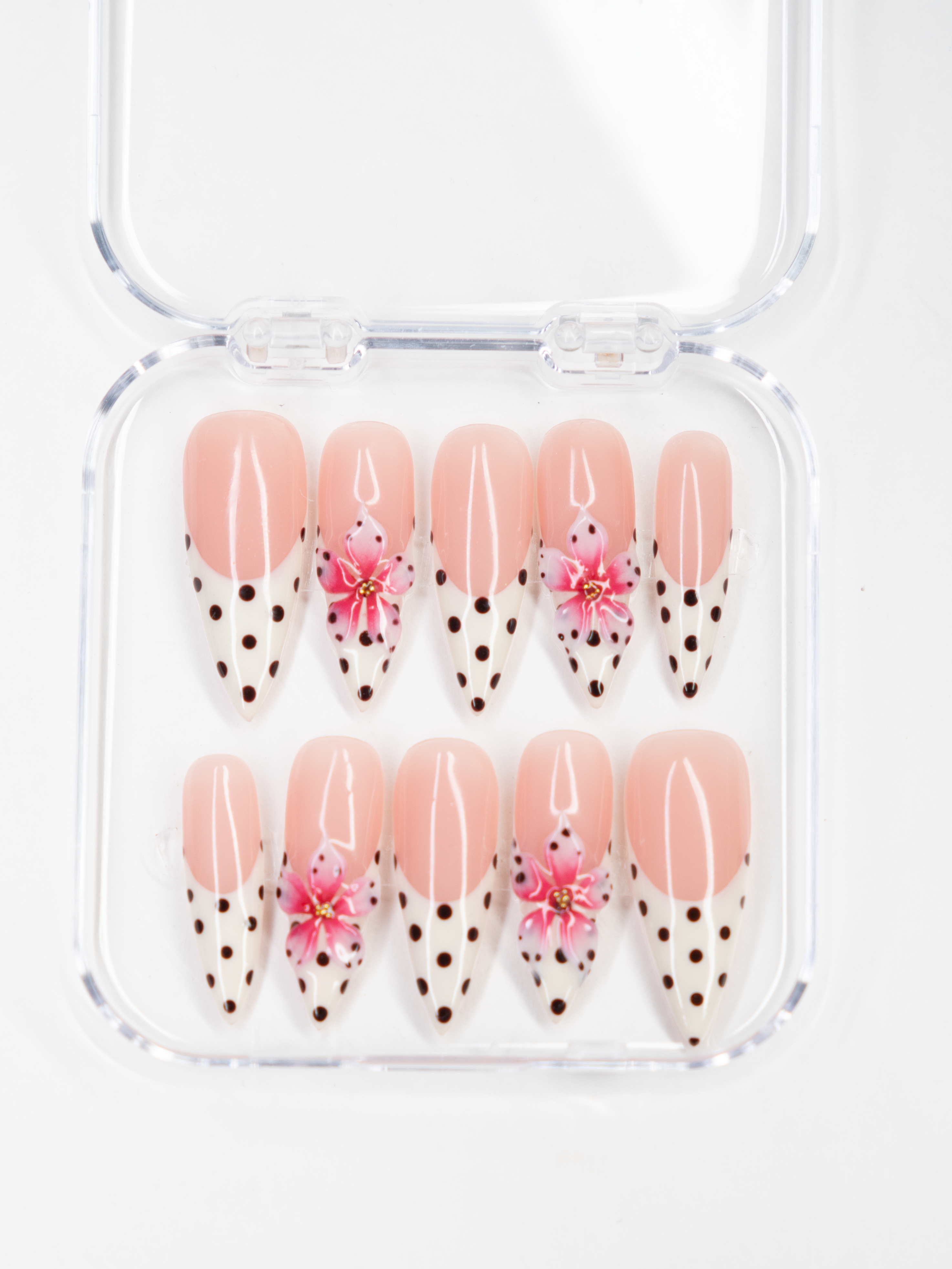 Floral Polka Dot French Nail Set