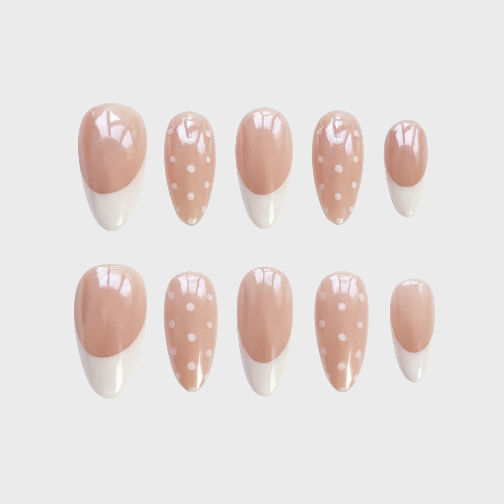 Polka Dot French Tip Press-On Nails
